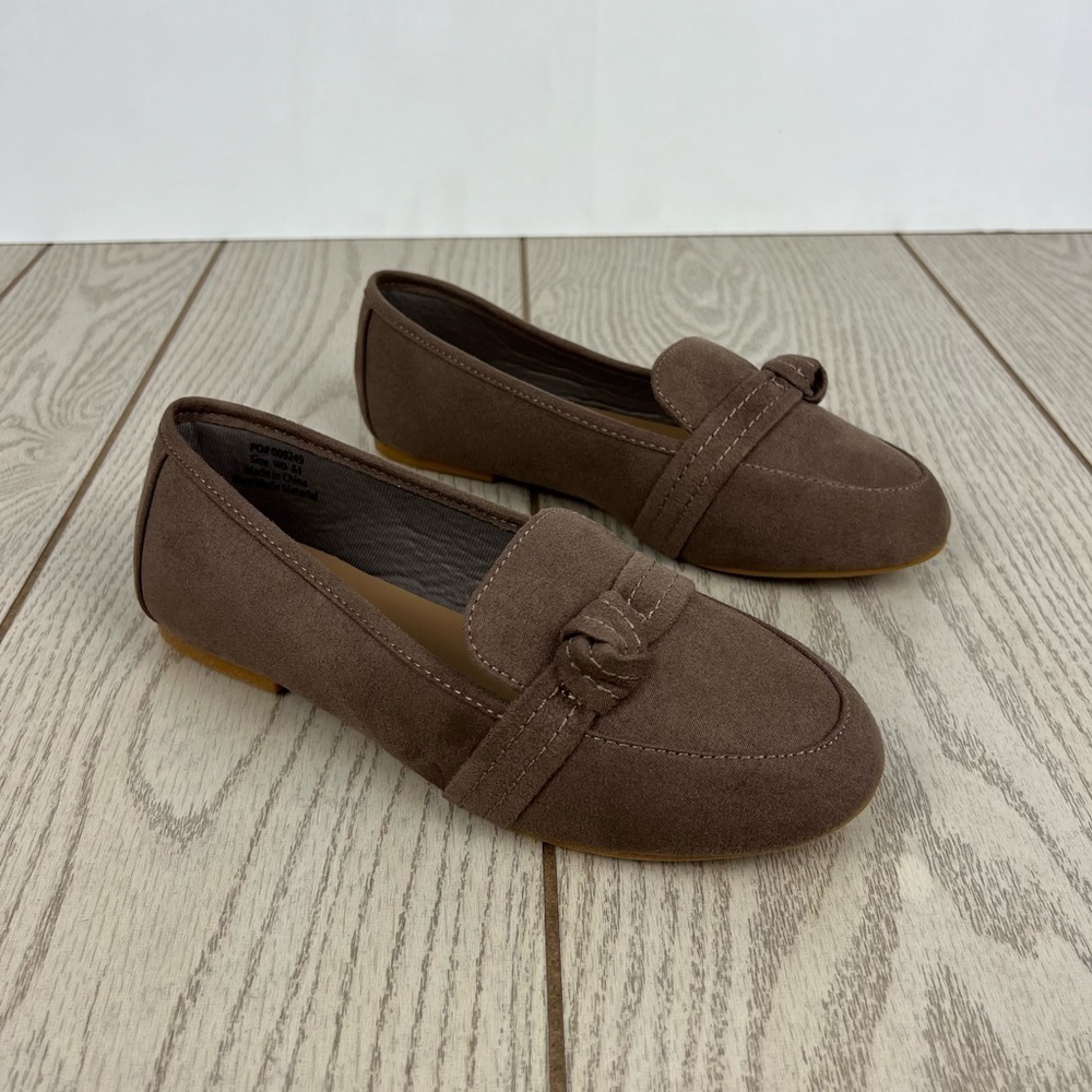 Journee Collection Marci Women's Wide Knot Loafers 6.5W Taupe Faux Suede $65
